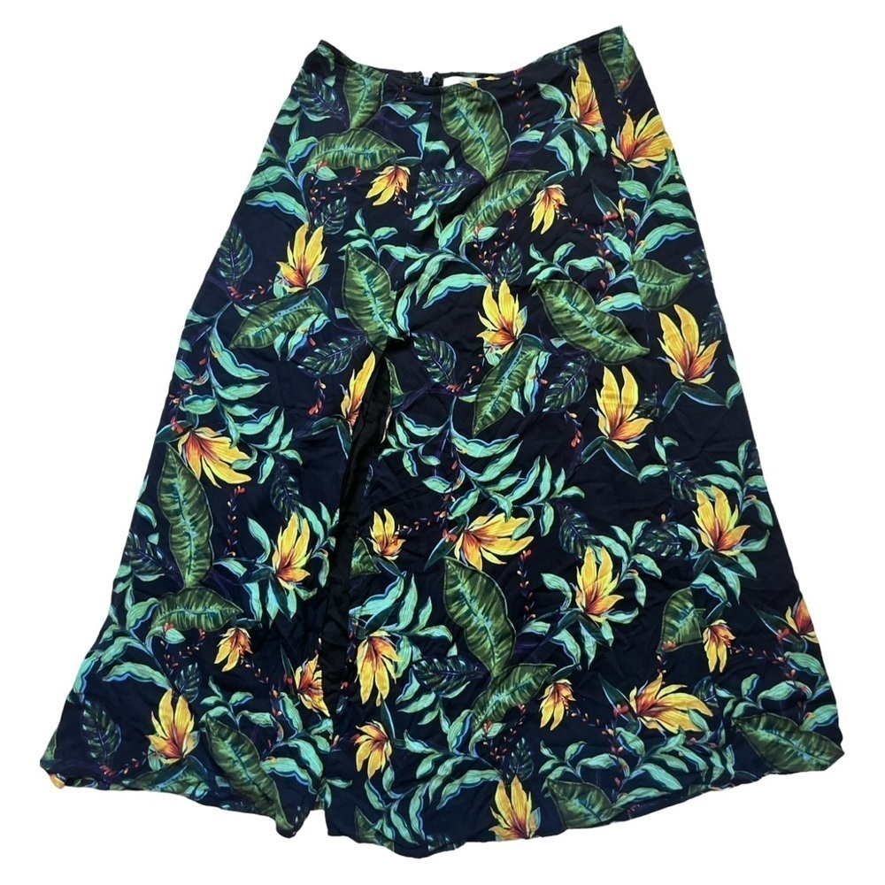 NWT Olivaceous Tropical Print Midi Skirt